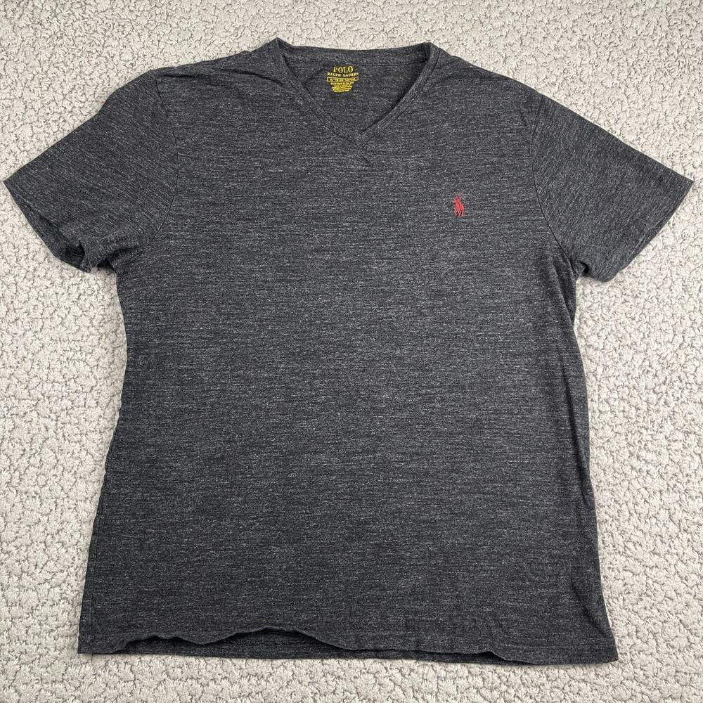 Polo Ralph Lauren V-Neck Short Sleeve Custom Slim Fit XL Heathered Gray Shirt
